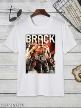 White polyester Round Neck t-shirt featuring WWE's Ron Brando Brock latest design for men and boys. Printed net pattern on short sleeves