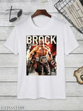 White polyester WWE Ron Brando Brock t-shirt for boys/men with printed design, short sleeves and round neck. Made in India