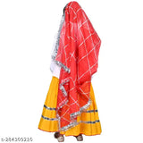 Haryanvi kids costume, Indian folk dance attire. Solid colored cotton Lehenga, dupatta, and top with long sleeves. Multiple sizes available