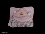 Soft pink velvet hooded baby swaddler, perfect for mild winter, protects newborn from cold. Made in India