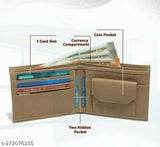 Stylish light brown faux leather men's wallet with one coin pocket - perfect accessory for organizing cards and cash