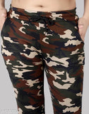 Women's Army Print Spandex Jeggings - Cotton Blend, slim fit, pocket detail, stylish casual wear