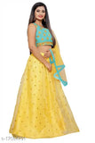 Embroidered satin and net Myra Alluring Women Lehenga set with lace dupatta, semi-stitched, free size (waist 44in, length 42in, dupatta 2m), Indian origin