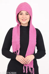 Wool self-design beanie (Latest Women's caps), handmade in India