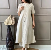 Cream cotton kurta with palazzos, timeless elegance for ethnic wear, Indian origin
