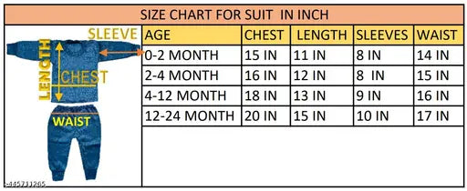 Wool thermal suit for kids pack of 3, ideal for cold weather in various sizes from 0-3 months to 2-4 years, made in India