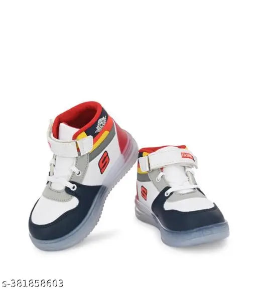 N2PRO LED Light Shoes for Boys, colorblocked sole, velcro fastening, printed net pattern, ideal size: 2.5-3 years