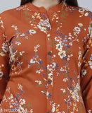 Rayon printed kurta plazzo set, vibrant Indian attire for women in three-quarter sleeves