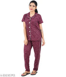 Women's solid cotton night suit set (XL), one piece, Indian-made sleepwear on hanger