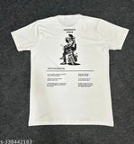 Stylish cotton-lycra blend men's t-shirt with half sleeves and printed design, available in M, L, XL sizes (India)