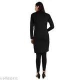 Graceful woolen kurti, printed combo, long sleeves, women's clothing, Indian handloom