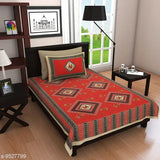 Fancy cotton single bedsheets, 120 thread count, 88x59 size with one pillow cover, Indian-made