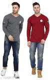 Multicolor cotton blend long sleeves Blisstone V-neck t-shirt, two sizes available: S-XL, vibrant design on display