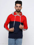 Colorblocked cotton blend men's hoodie with long sleeves, India-made