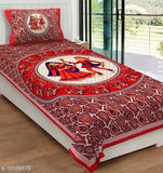 Cotton botanical-print flat sheets: R dandiya and orange Gangaur, ideal for summer adults (set of 2)