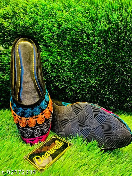 Multicolor embroidered Bellies Ballerina flats - trendy, lightweight, comfortable Indian footwear for summer