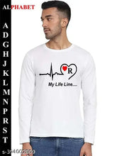 White polyester full sleeve t-shirt for boys and men, Life Line S style with long sleeves, available in sizes S, M, L, XL, XXL