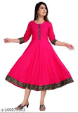 Rayon anarkali kurti, solid-colored Indian fashion wear with three-quarter sleeves