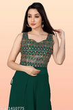 Georgette sleeveless embroidered kurta set, Indian designer clothing in rich colors