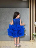 Royal blue net frock, sleeveless, knee-length - Indian kid's party wear