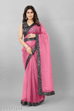 Plain belt saree with velvet blouse, super net fabric, embroidered border and sequin work, free size, India origin
