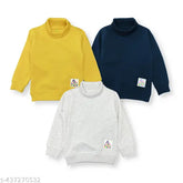 Cotton blend YUV baby sweatshirts, solid colors in winter wear pack of 3 with turtlenecks - sizes: 6-12M, 12-18M, 18-24M