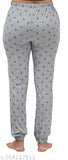 Women's printed pyjama jogger set (3pc) in cotton blend, comfortable lounge wear for various occasions