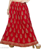 Rayon printed net traditional ethnic long skirt, DIAMO, Indian origin