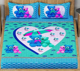 Cartoon printed cotton Jaipuri bedsheet, double queen size with 2 pillow covers. Soft and plush, ideal for summer and kid's rooms. Vibrant cartoon design originates from India
