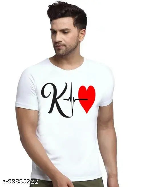 BQF Men's polyester round neck half sleeve alphabet t-shirt, printed graphic tee in vibrant colors, perfect for casual wear and expressing creativity. Made in India