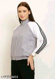 Colorblocked polyester long sleeve women's jacket from India