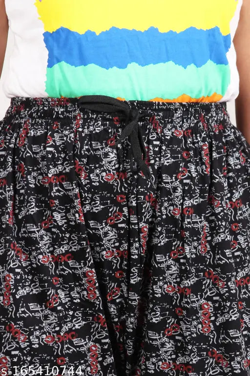 Printed cotton pyjamas and lounge pants for women, one-sided pocket, size 34, Indian origin