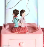 Acrylic couple dome with light showpiece (Pink, Size 5x3x3 inch), great for home décor and romantic gifts