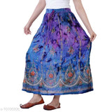 Stylish, ethnic tie-dye print high waist rayon flared skirt in free size, India origin