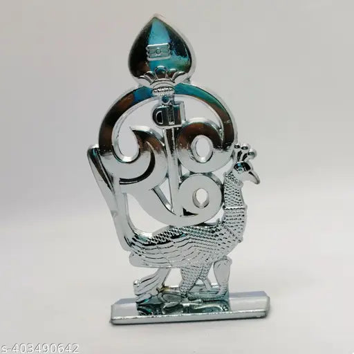 Hand-painted Om Murugan Vel Peacock car dashboard, intricate Indian art for vehicle decor