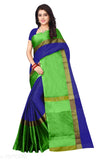 Stylish cotton silk saree, free size solid Georgette saree with separate mulberry silk blouse piece, Indian traditional attire on mannequin