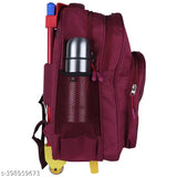 Maroon waterproof 30L Indian Dream kids school bag with pouch, polyester net material. Durable and stylish backpack for toddlers aged 2-8 years, featuring adjustable shoulder straps, main compartments, quality zippers, and trendy design. Perfect for storing A4 notebooks and daily essentials. Indian-made school bag with spacious interior and affordable price point