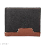 Black striped PU bi-fold wallet for men with 9 card slots, 2 currency slots, 2 secret compartments, coin pocket, ID window, & zippered inside compartment. Perfect size for pockets or travel bags, ideal gift for any occasion