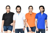 Multicolor unisex regular fit pure cotton polo t-shirts combo pack of 4 with collar neck and half sleeves, India-made casual wear