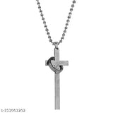 Silver Stainless Steel Christian Crucifix Ring, perfect for car rearview mirror or interior wall hanging as a religious showpiece and gifting option