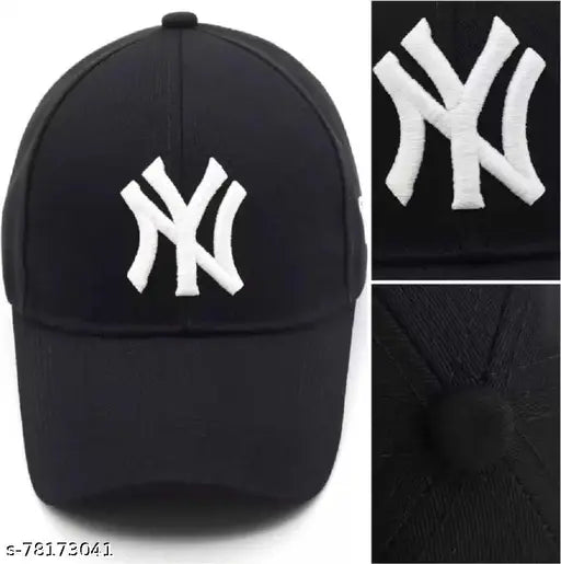 Black embroidered net baseball cap, suitable for men, women, girls, boys. Cotton material, trendy look. Made in India." (103 characters)
