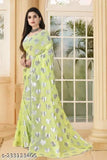 Georgette saree with solid art silk blouse, Indian hand-woven zari pattern