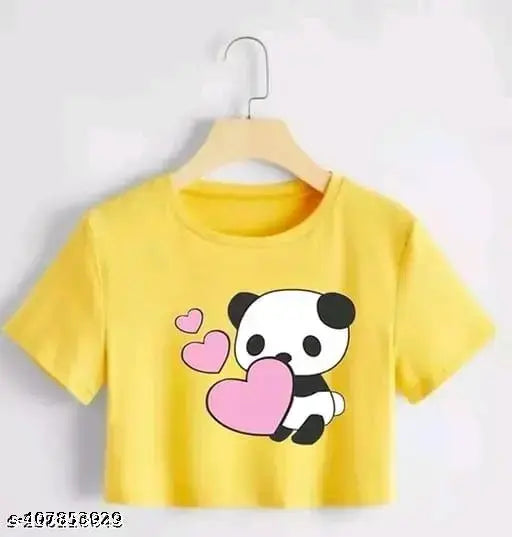 Yellow Panda 98 cotton blend short-sleeve top with printed net pattern, size S (bust 33in), made in India