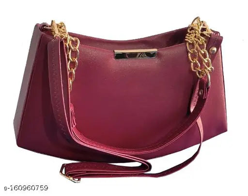 Maroon faux leather slingbag with box pattern, lightweight design, 1 shoulder strap & small hand strap - perfect for summer outings