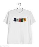 Casual round neck cotton T-shirts for men, printed with LADAKH flag design - Travel inspired, made of short sleeves cotton, India origin