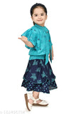 Cotton blend printed net dress, bright colors for 6-9 year old girls, self design kaftan by Bright Garments, India
