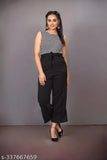 Black and white printed Lycra maxi jumpsuit for women, sleeveless, trendy stylish fit