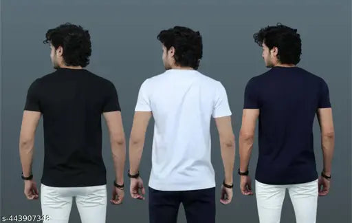 Polycotton printed men's t-shirt pack of 3, breathable, short sleeves, vibrant design, available in M (Chest Size: 38in, Length: 27in) & XL (Chest Size: 42in, Length: 29in), Indian origin