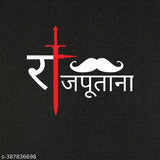 Black cotton Mens Rajput Round Neck T-shirt, premium quality Desi Rajputana Logo Typography, religious printed casual wear, ideal for cultural events and everyday style, available in S-XXL sizes