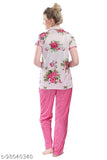 Flower print satin night suit for women, comfortable and soft sleeping experience in high-quality printed satin